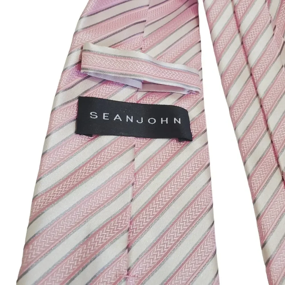 Sean John | 100% Silk Pink Stripe Tie